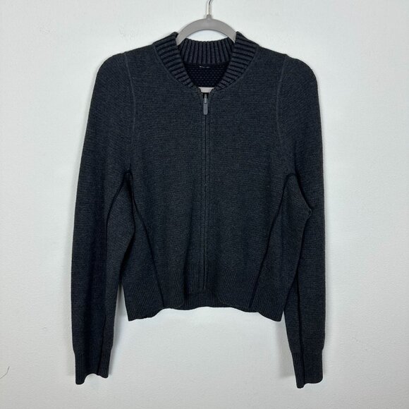 Lululemon All Around Full Zip Sweater 4 Black Merino Wool Blend Soft Knit Minima - Picture 1 of 8